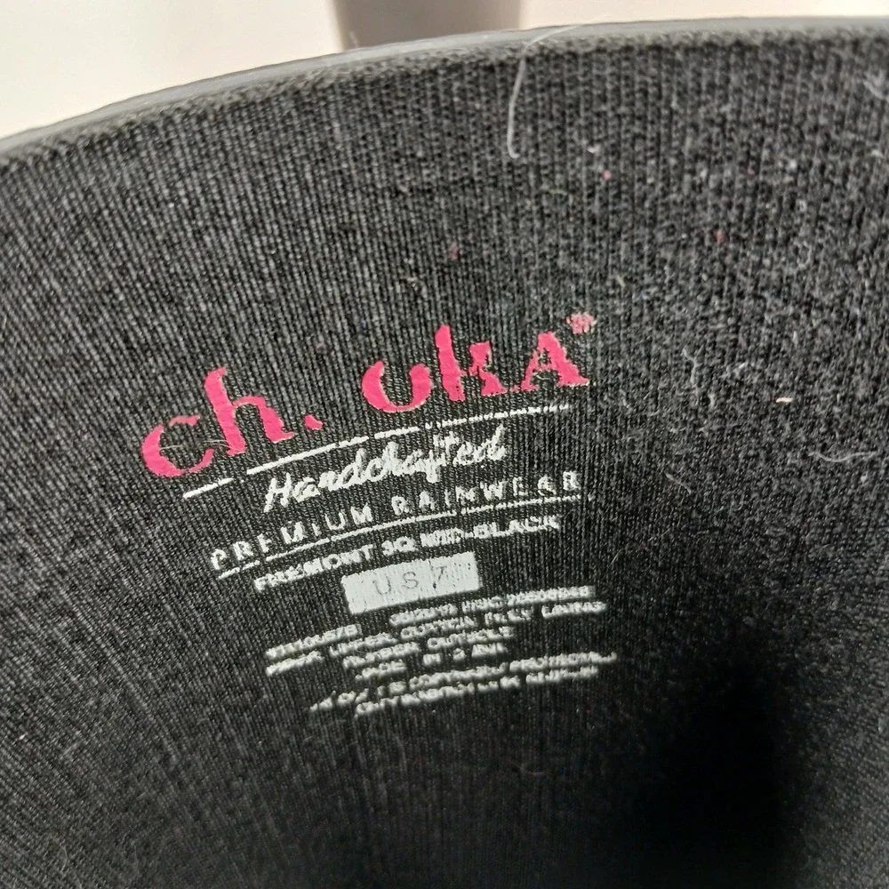 Chooka Rain Boots Womens 7 Black Waterproof Rubber Mid Calf Buckle Matte Finish